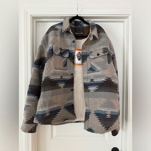 Jachs Men's Wool Blend Sherpa Lined Flannel Shirt Jacket